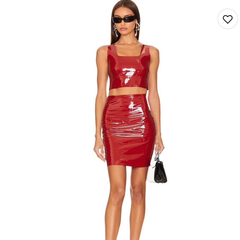 NWT COMMANDO Faux Patent Leather Mini Skirt in Lava Red- Size Large